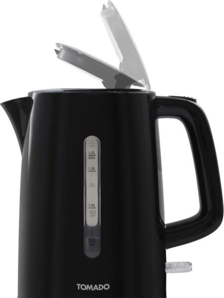 Grote foto tomado twk1701b kunststof waterkoker zwart 1 7 liter inhoud 2200 watt verpakking beschadig witgoed en apparatuur keukenmachines