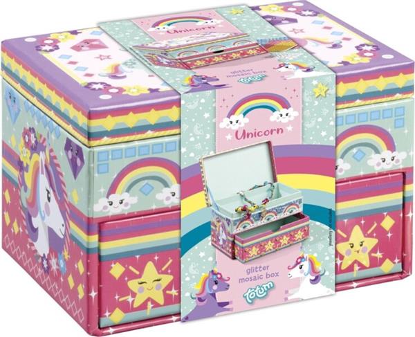 Grote foto totum unicorn sieradendoosje eenhoorn glitter beauty doosje versieren 15 x 10 x 10 cm knutselen kinderen en baby overige