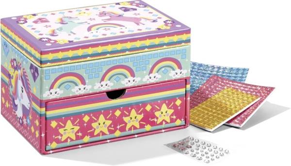 Grote foto totum unicorn sieradendoosje eenhoorn glitter beauty doosje versieren 15 x 10 x 10 cm knutselen kinderen en baby overige