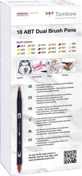 Grote foto tombow brush pen abt dual brush pen 18pcs. set earth colours each 1 x n15 025 026 027 055 062 diversen overige diversen