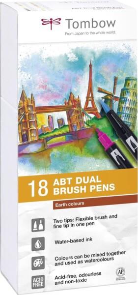 Grote foto tombow brush pen abt dual brush pen 18pcs. set earth colours each 1 x n15 025 026 027 055 062 diversen overige diversen