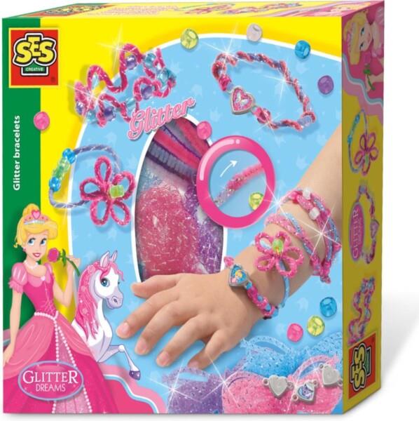Grote foto ses glitter armbanden zelf maken inclusief bedels kralen draad en stickers verpakking besc kinderen en baby overige