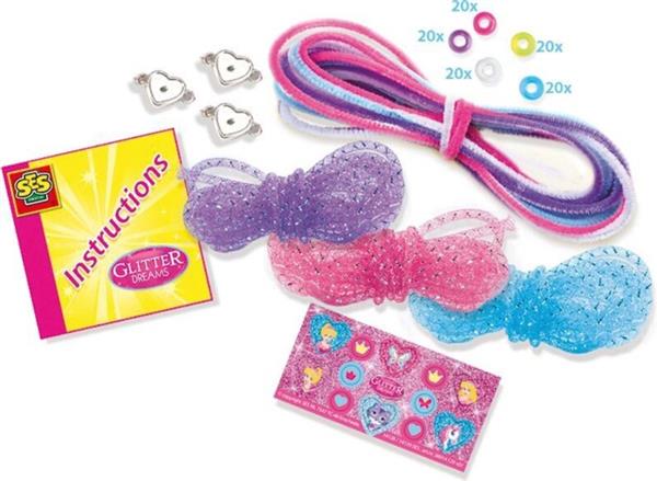 Grote foto ses glitter armbanden zelf maken inclusief bedels kralen draad en stickers verpakking besc kinderen en baby overige
