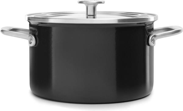 Grote foto kitchenaid steel core enamel kookpan 20 cm 3.7l black huis en inrichting kookgerei
