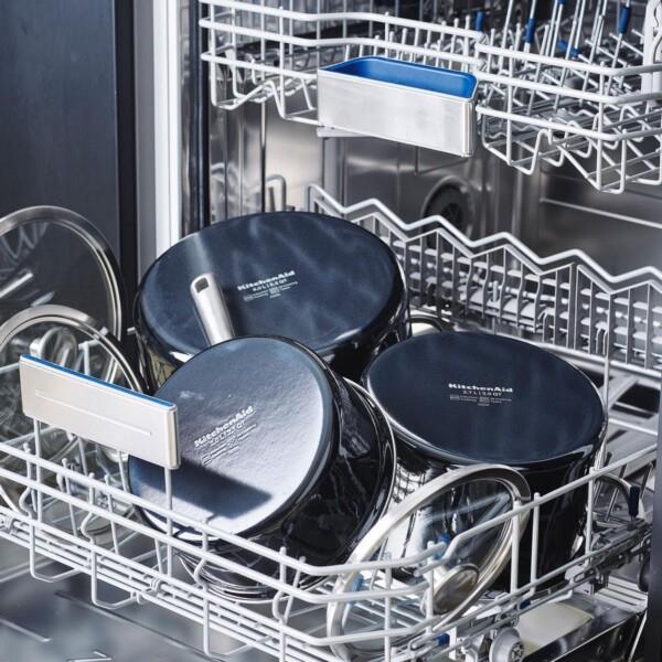 Grote foto kitchenaid steel core enamel kookpan 20 cm 3.7l black huis en inrichting kookgerei