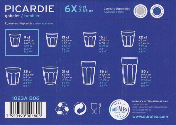 Grote foto duralex picardie kleine espresso waterglas 9 cl gehard glas 6 stuks verpakking beschadigd huis en inrichting servies