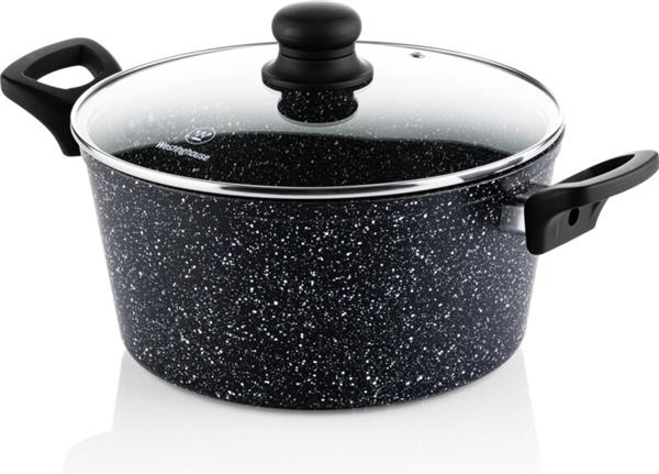 Grote foto westinghouse kookpan braadpan inductie 24 cm zwart marmer met deksel verpakking beschadigd huis en inrichting kookgerei