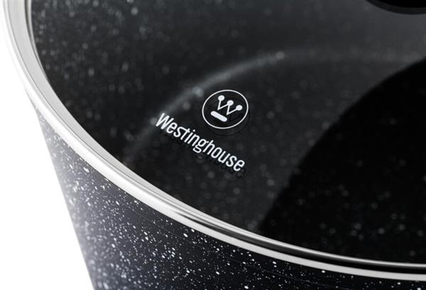 Grote foto westinghouse kookpan braadpan inductie 24 cm zwart marmer met deksel verpakking beschadigd huis en inrichting kookgerei