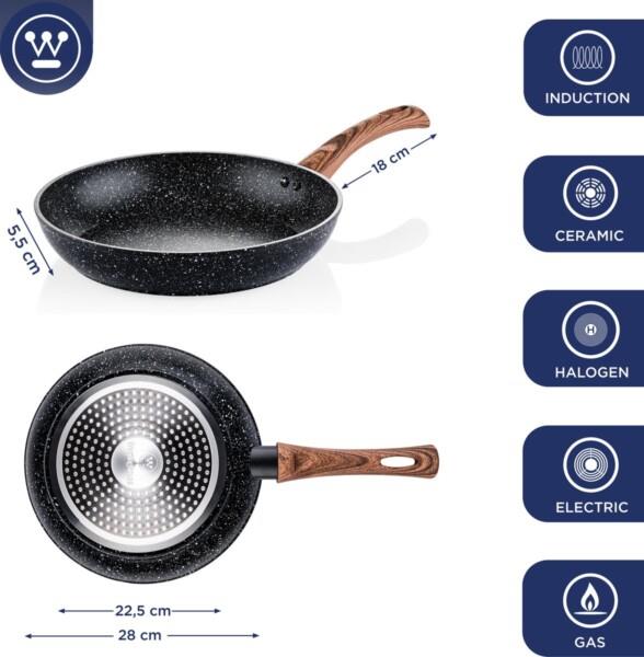 Grote foto westinghouse koekenpan inductie 28 cm zwart marmer speciale editie verpakking beschadigd huis en inrichting kookgerei
