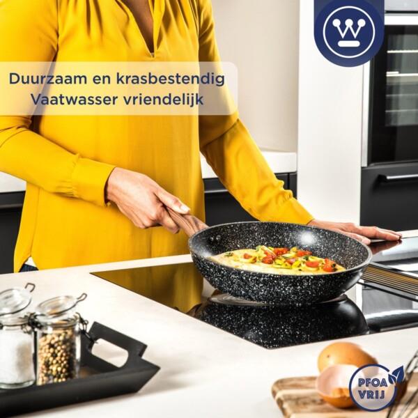 Grote foto westinghouse koekenpan inductie 28 cm zwart marmer speciale editie verpakking beschadigd huis en inrichting kookgerei