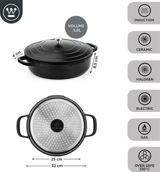 Grote foto westinghouse performance series hapjespan inductie met deksel 32cm sauteerpan oven geschikt huis en inrichting kookgerei