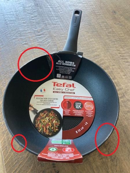 Grote foto tefal easy chef wokpan 28 cm wat krasjes op de bovenrand zie foto huis en inrichting kookgerei