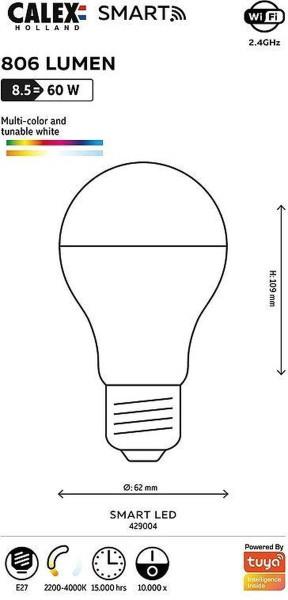 Grote foto calex zigbee smartlamp led 2700 6500k 8 5w vervangt 80 6w grote fitting e27 huis en inrichting overige