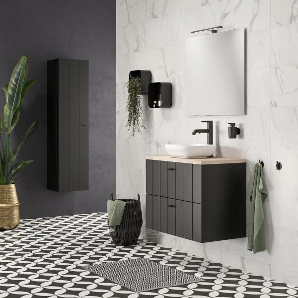 Grote foto sealskin brix wandkubus wandelement wandrek 12x24x24 cm metaal zwart huis en inrichting complete badkamers