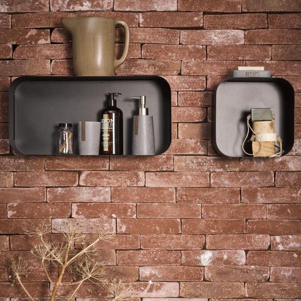 Grote foto sealskin brix wandkubus wandelement wandrek 12x24x24 cm metaal zwart huis en inrichting complete badkamers
