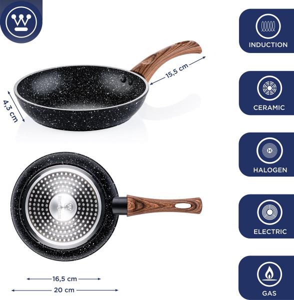 Grote foto westinghouse koekenpan inductie 20 cm zwart marmer speciale editie pfoa vrij huis en inrichting kookgerei