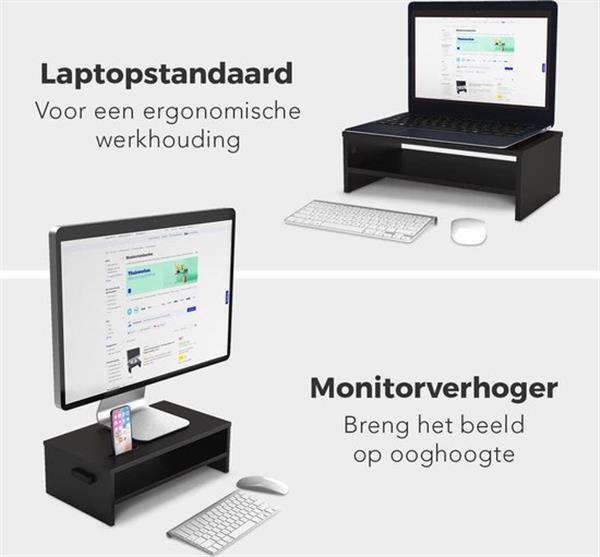 Grote foto lifegoods monitor verhoger compact laptop standaard met telefoonhouder 42 00 x 23 50 cm x 14 2 computers en software overige computers en software