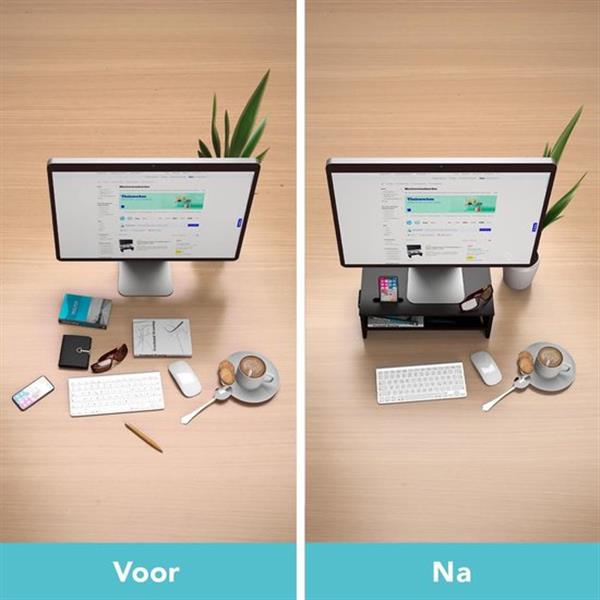 Grote foto lifegoods monitor verhoger compact laptop standaard met telefoonhouder 42 00 x 23 50 cm x 14 2 computers en software overige computers en software