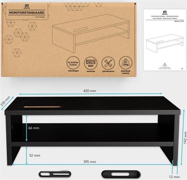 Grote foto lifegoods monitor verhoger compact laptop standaard met telefoonhouder 42 00 x 23 50 cm x 14 2 computers en software overige computers en software