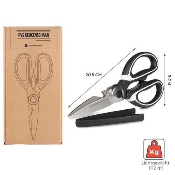 Grote foto kitchenbrothers professionele keukenschaar flesopener notenkraker en vissenontschubber hoesje diversen overige diversen
