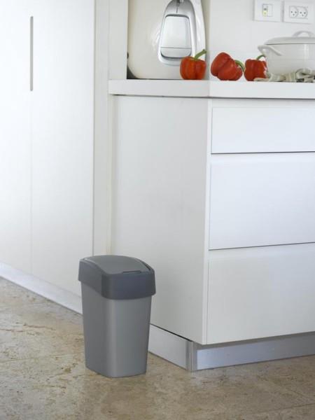 Grote foto curver flip bin afvalbak 9l zilver antraciet huis en inrichting woningdecoratie