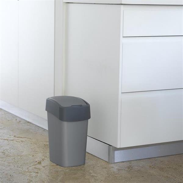 Grote foto curver flip bin afvalbak 9l zilver antraciet huis en inrichting woningdecoratie