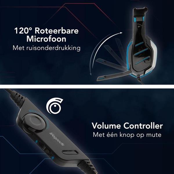 Grote foto lifegoods gaming headset met microfoon blauw zwart verpakking beschadigd en lelijk audio tv en foto koptelefoons