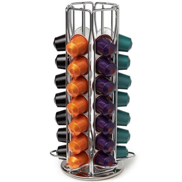 Grote foto kitchenbrothers roteerbare capsule houder cup dispenser en standaard 42 capsules rvs zilver diversen overige diversen