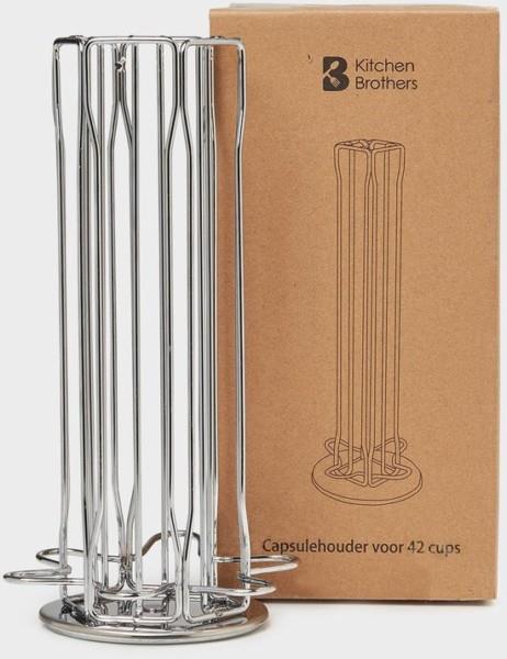 Grote foto kitchenbrothers roteerbare capsule houder cup dispenser en standaard 42 capsules rvs zilver diversen overige diversen