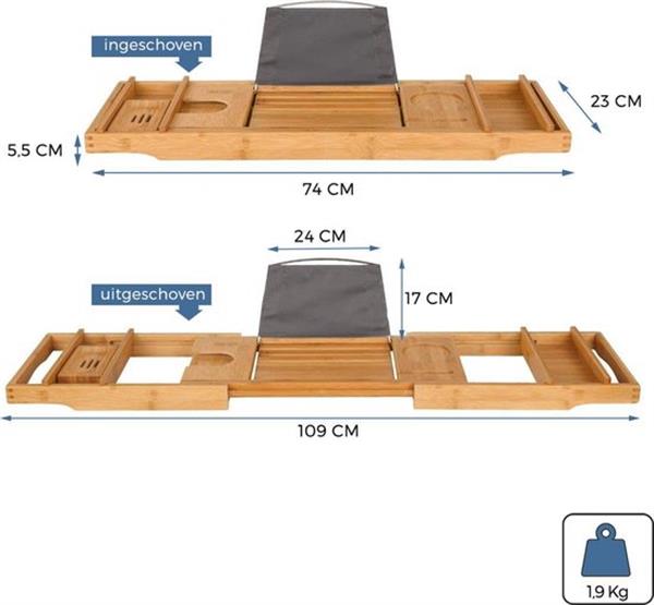 Grote foto lifegoods luxe bamboe badrekje uitschuifbaar huis en inrichting complete badkamers