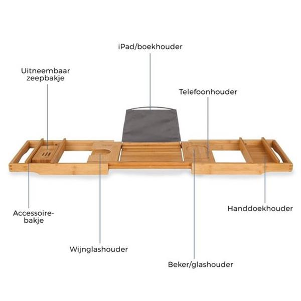 Grote foto lifegoods luxe bamboe badrekje uitschuifbaar huis en inrichting complete badkamers