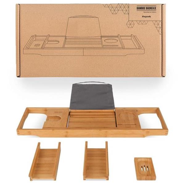Grote foto lifegoods luxe bamboe badrekje uitschuifbaar huis en inrichting complete badkamers
