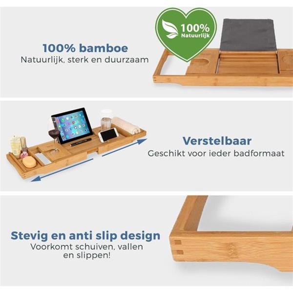 Grote foto lifegoods luxe bamboe badrekje uitschuifbaar huis en inrichting complete badkamers