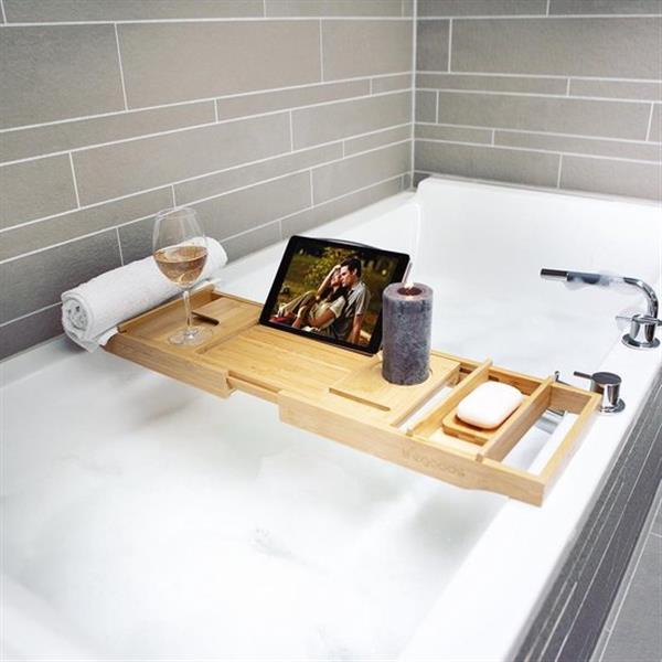 Grote foto lifegoods luxe bamboe badrekje uitschuifbaar huis en inrichting complete badkamers