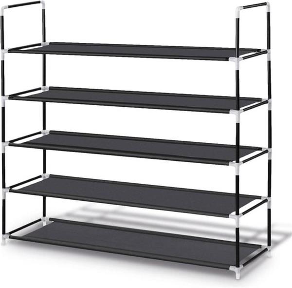 Grote foto lifegoods schoenenrek 5 laags kunststof zwart verpakking beschadigd doe het zelf en verbouw materialen en producten