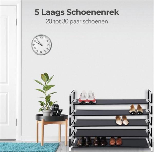Grote foto lifegoods schoenenrek 5 laags kunststof zwart verpakking beschadigd doe het zelf en verbouw materialen en producten