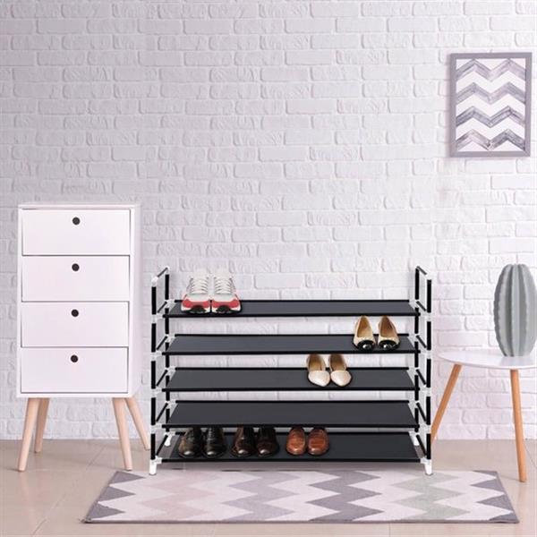 Grote foto lifegoods schoenenrek 5 laags kunststof zwart verpakking beschadigd doe het zelf en verbouw materialen en producten