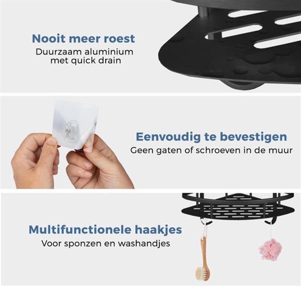 Grote foto lifegoods zelfklevend doucherek 2 laags met powerstrips verpakking beschadigd huis en inrichting complete badkamers