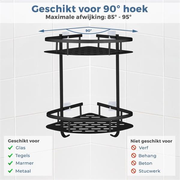 Grote foto lifegoods zelfklevend doucherek 2 laags met powerstrips verpakking beschadigd huis en inrichting complete badkamers