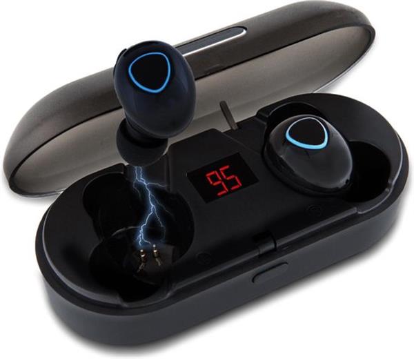 Grote foto lifegoods draadloze oordopjes wireless bluetooth 5.0 earbuds met oplaadcase waterproof zwart audio tv en foto koptelefoons