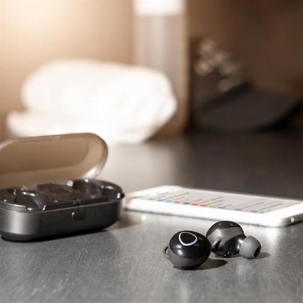 Grote foto lifegoods draadloze oordopjes wireless bluetooth 5.0 earbuds met oplaadcase waterproof zwart audio tv en foto koptelefoons