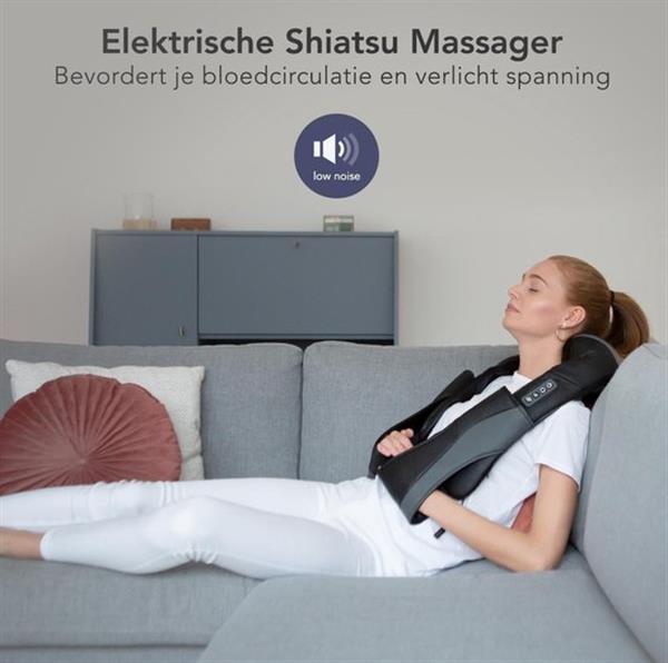 Grote foto lifegoods elektrisch shiatsu massagekussen met armlussen en warmtefunctie zwart verpakking bescha beauty en gezondheid massage