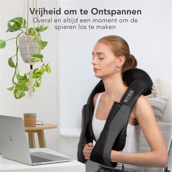 Grote foto lifegoods elektrisch shiatsu massagekussen met armlussen en warmtefunctie zwart verpakking bescha beauty en gezondheid massage