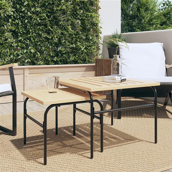 Grote foto vidaxl 2 delige tuintafeltjesset staal bruin en zwart tuin en terras tuinmeubelen