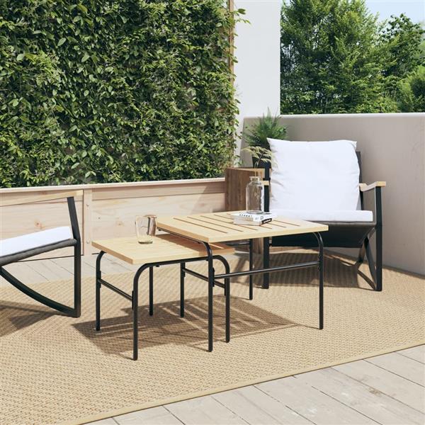 Grote foto vidaxl 2 delige tuintafeltjesset staal bruin en zwart tuin en terras tuinmeubelen