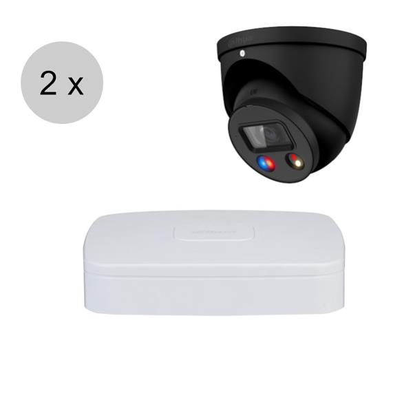 Grote foto dahua 4mp ip cameraset tioc 2 turret dome camera actieve afschrikking 2.8mm 30m ips24d audio tv en foto videobewakingsapparatuur