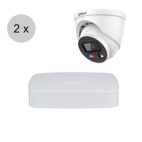 Grote foto dahua 4mp ip cameraset tioc 2 turret dome camera actieve afschrikking 2.8mm 30m ips24d audio tv en foto videobewakingsapparatuur