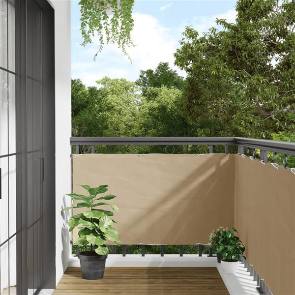 Grote foto vidaxl balkonscherm oxford textiel 75x400 cm beige tuin en terras overige tuin en terras