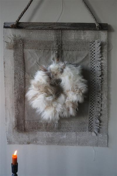 Grote foto wanddoek wollen krans h73 x b60 cm huis en inrichting woningdecoratie
