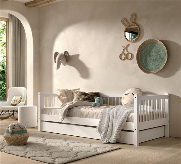 Grote foto forrest beech kajuitbed 90x200 wit beuken vipack antiek en kunst stoelen en banken